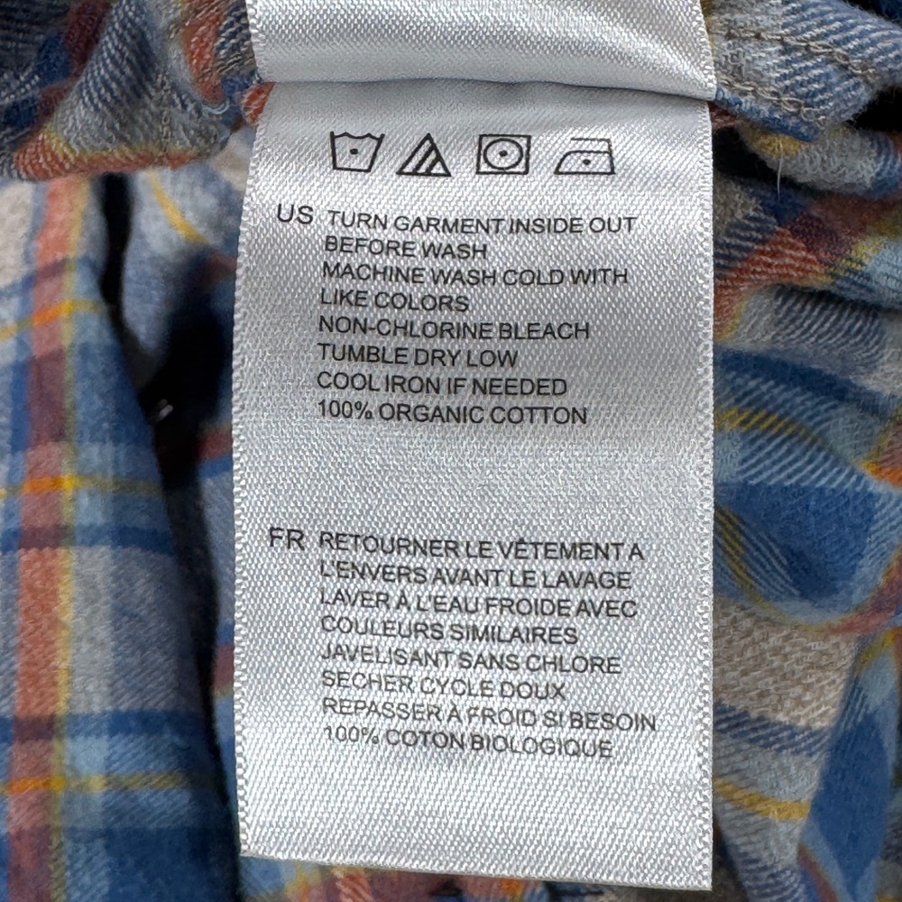 VISSLA Central Coast ECO Flannel Shirt Mens XL Blue Orange Organic Cotton Plaid - Picture 7 of 13